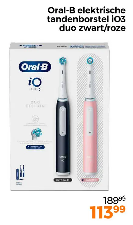 Aanbieding: Oral-B elektrische tandenborstel iO3 duo zwart/roze