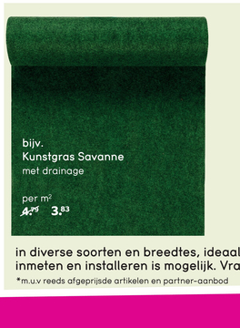 Aanbieding: Kunstgras Savanne met drainage - groen - 200x400 cm