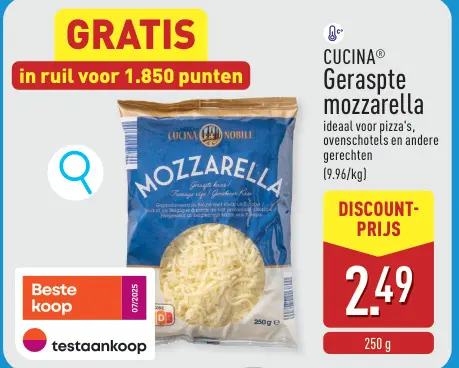 Promotie: Geraspte mozzarella