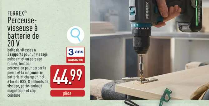 Offre: Perceuse-visseuse à batterie de 20 V