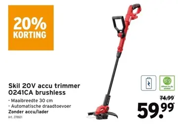 Aanbieding: Skil 20V accu trimmer 0241CA brushless