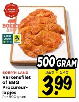 Varkensfilet of BBQ Procureurlapjes