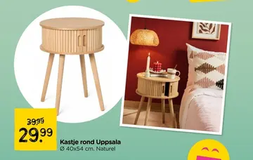 Aanbieding: Kastje Uppsala rond - naturel - ø40x54 cm