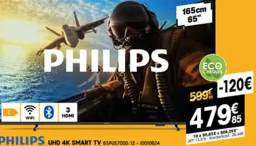 Aanbieding: Philips uhd 4k smart tv 65pus7000/12 - 100106