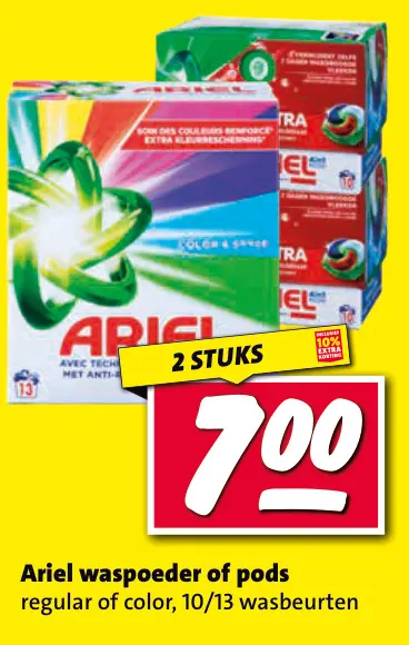 Aanbieding: Ariel waspoeder of pods