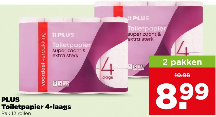 Aanbieding: PLUS Toiletpapier 4-laags