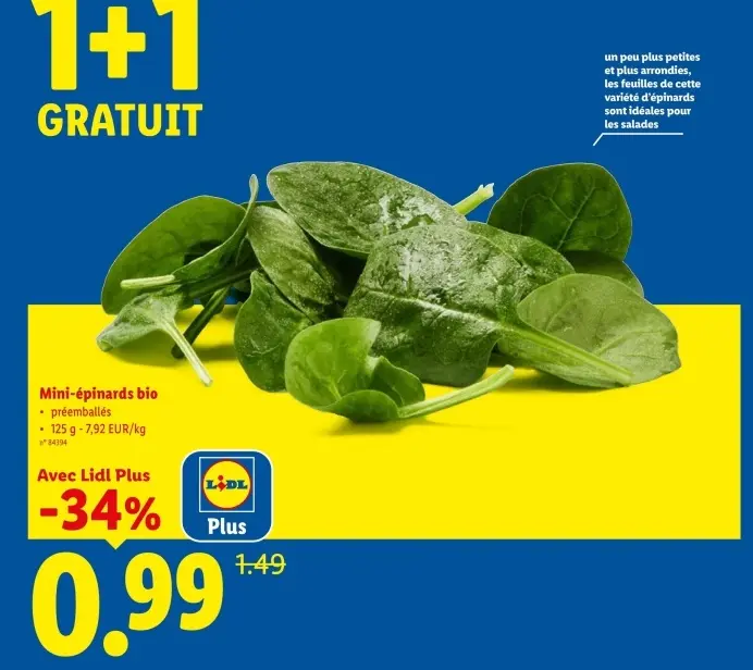 Offre: Mini-épinards bio