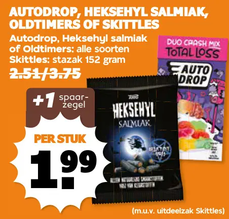 Aanbieding: Autodrop, Heksehyl Salmiak, Oldtimers of Skittles