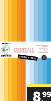 Aanbieding: Creative Craftlab unicolor paper pad Yellow & Blue
