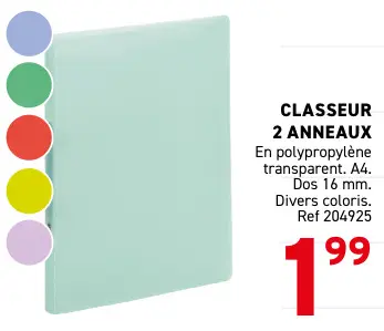 Offre: Classeur 2 anneaux