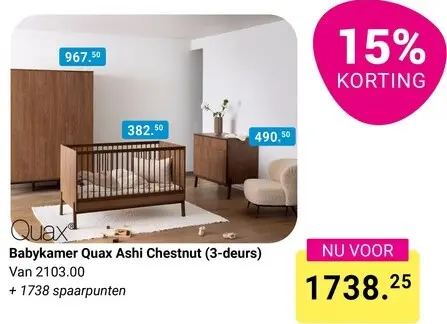 Aanbieding: Babykamer Quax Ashi Chestnut (3-deurs)