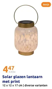 Aanbieding: Solar glazen lantaarn met print