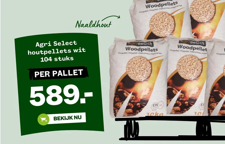 Aanbieding: Agri Select houtpellets wit 104 stuks