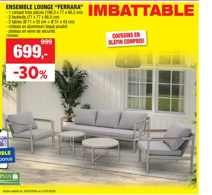 Offre: Garden Plus Ferrara salon de jardin beige