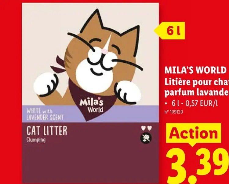 Offre: Mila's World Litière pour chats parfum lavande