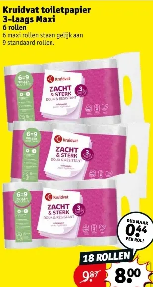 Promotie: Kruidvat toiletpapier 3-laags Maxi