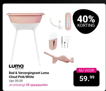 Aanbieding: Bad & Verzorgingsset Luma Cloud Pink/White