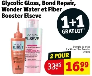 Offre: Glycolic Gloss, Bond Repair, Wonder Water et Fiber Booster Elseve