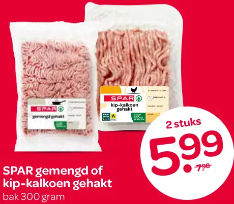 Aanbieding: Gemengd of kip-kalkoen gehakt