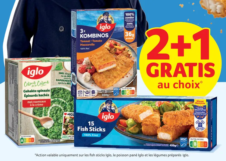 Offre: Fish sticks, poisson pané et légumes préparés
