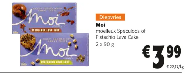 Promotie: Moi moelleux Speculoos of Pistachio Lava Cake