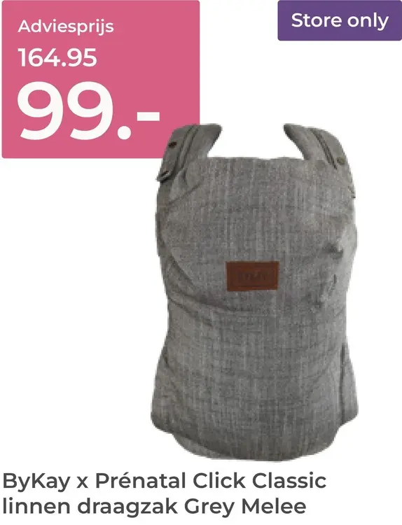 Aanbieding: Click Classic linnen draagzak Grey Melee