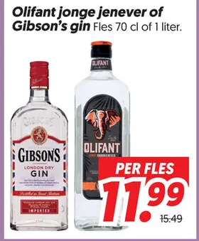 Olifant jonge jenever of Gibson's gin
