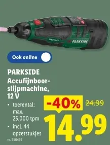 Promotie: Accufijnboor-slijpmachine, 12 V