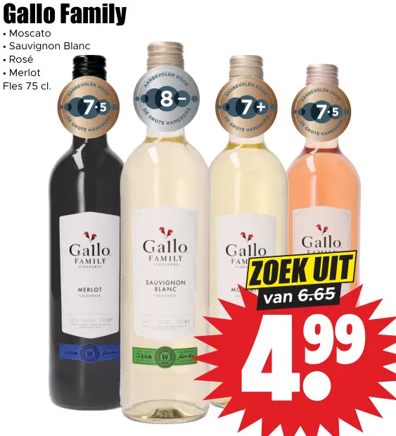 Aanbieding: Gallo Family Moscato, Sauvignon Blanc, Rosé of Merlot