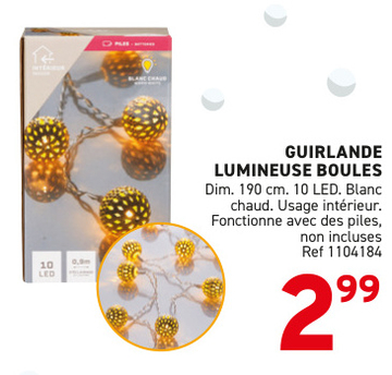 Offre: GUIRLANDE LUMINEUSE BOULES