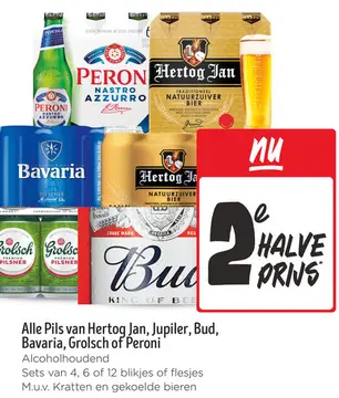 Aanbieding: Alle Pils van Hertog Jan, Jupiler, Bud, Bavaria, Grolsch of Peroni