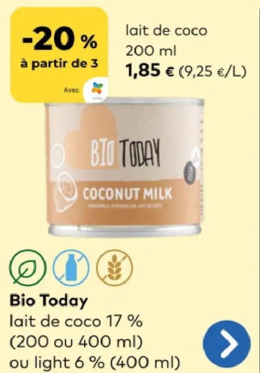 Offre: lait de coco