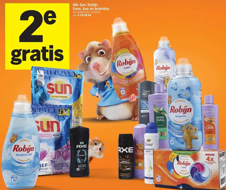 Aanbieding: Wasmiddel, wasverzachter, vaatwastabletten, douchegel, shampoo en deodorant