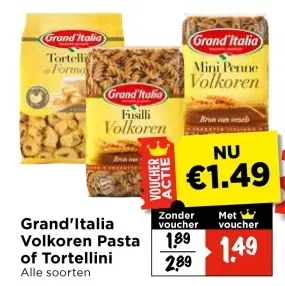 Aanbieding: Volkoren Pasta of Tortellini