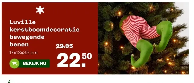 Aanbieding: Luville kerstboomdecoratie bewegende benen