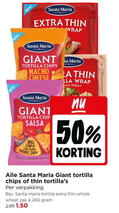 Aanbieding: Alle Santa Maria Giant tortilla chips of thin tortilla's