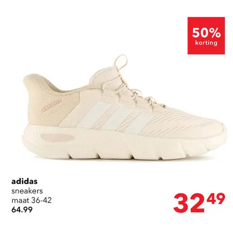 Aanbieding: Adidas Rapidfit Wide Fit dames sneakers beige wit
