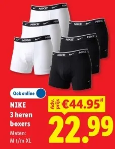 Aanbieding: NIKE 3 heren boxers