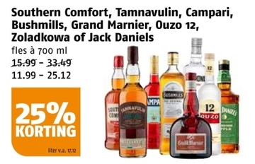 Aanbieding: Southern Comfort, Tamnavulin, Campari, Bushmi