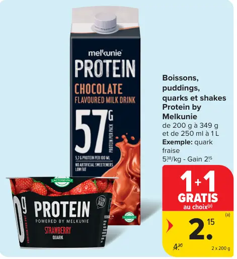 Offre: Boissons, puddings, quarks et shakes Protein