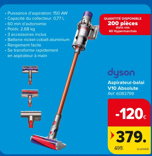 Offre: Aspirateur-balai V10 Absolute