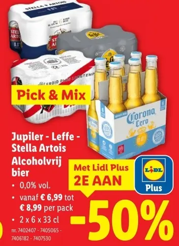Promotie: Jupiler - Leffe - Stella Artois Alcoholvrij bier