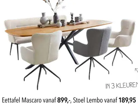 Aanbieding: Eettafel Mascaro, Stoel Lembo