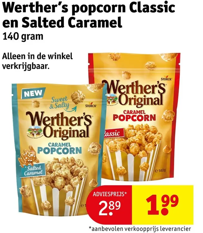 Aanbieding: Werther's popcorn Classic en Salted Caramel