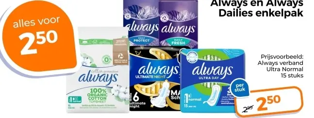 Aanbieding: Always en Always Dailies enkelpak