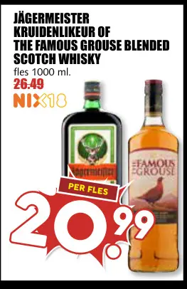 Aanbieding: Jägermeister kruidenlikeur of The Famous Grou