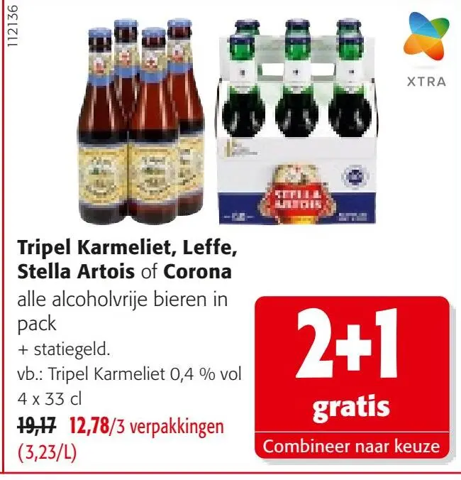 Promotie: Tripel Karmeliet, Leffe, Stella Artois of Corona