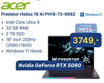 Aanbieding: Predator Helios 18 AI PH18-73-9682