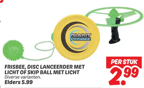 Aanbieding: Frisbee, disc lanceerder met licht of skip ball met licht