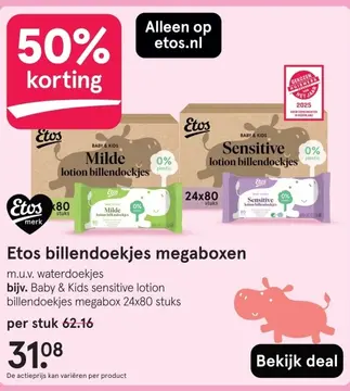 Aanbieding: Etos billendoekjes megaboxen